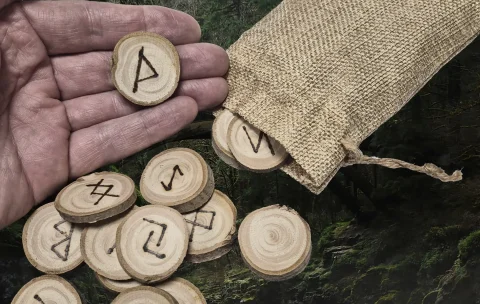 dc-elder-futhark-rune-set-in-white-willow-with-hessian-pouch-and-hand-angle-view